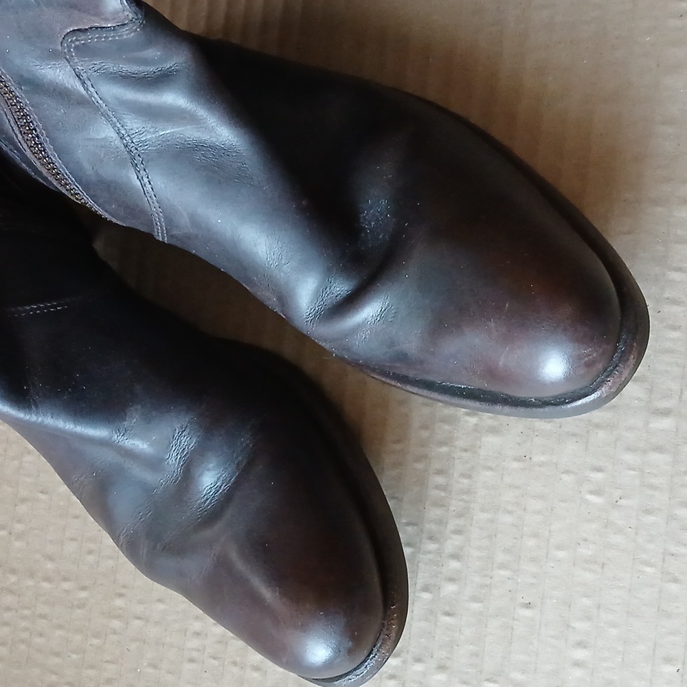Cole Haan Tall Brown Oiled Distressed Leather Boots Womens 8.5B - Picture 8 of 10